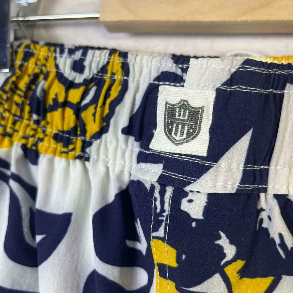 Wes‎ and Willy Michigan Wolverines Swim Trunks Kids Size L Blue Yellow